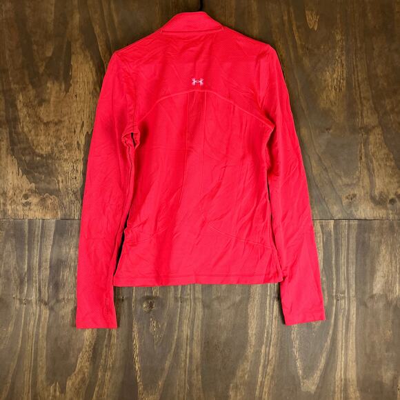 Under Armour Womens Sweatshirt Pink 1/4 Zip Heat Gear Fitted Pullover Stretch L - Picture 10 of 12